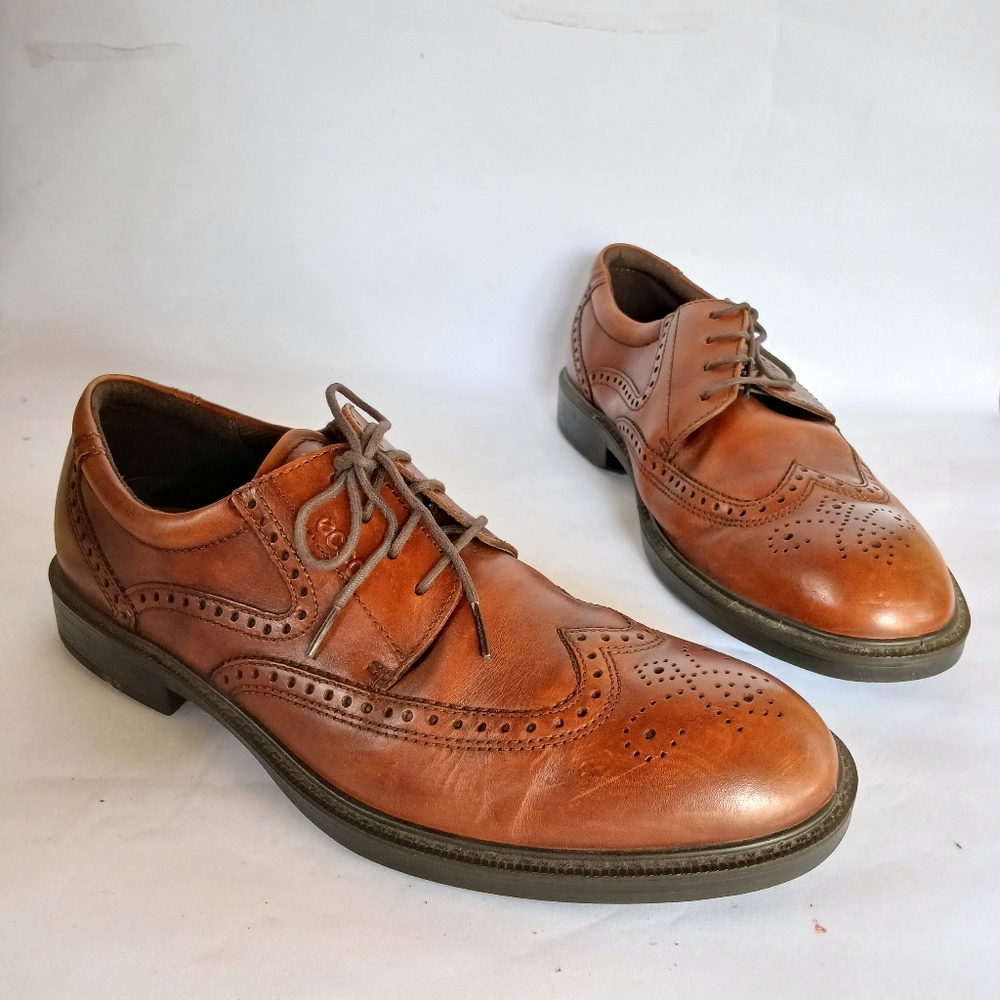 Eco Mens Size 47 Classic Brown Leather Men's Wingtip Brogues